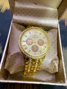 Gold Tone Rhinestone Watch