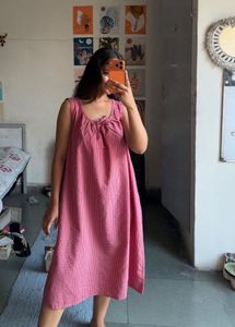 Pink Gingham Sleeveless Dress