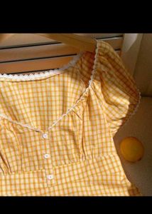 Chic Yellow Gingham Puff Sleeve Top