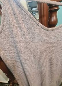 Grey Ribbed Spaghetti Strap Cami vest dress