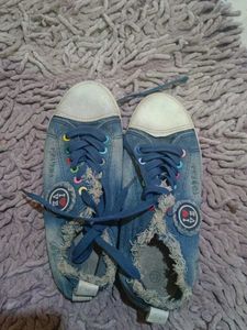 Denim Lace-Up Sneakers