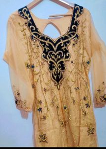 Tan Party Wear Kurta With Dupatta For 36 Bust