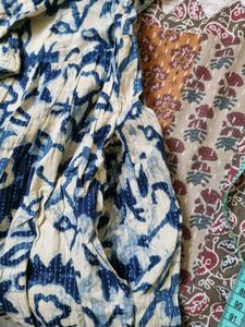 Blue Floral Print Cotton dress