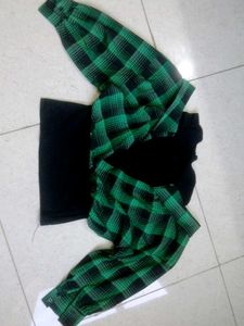 Green Plaid Long Sleeve Top