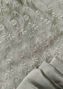 unstitched 2piece Chikankari satin silk set