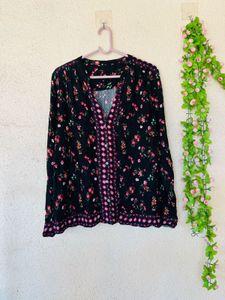 Boho Floral Print V-Neck Top