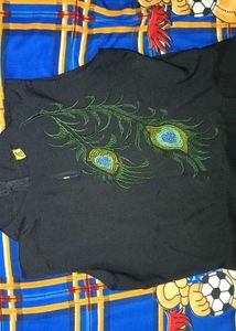 Elegant Black Peacock Print Kurti