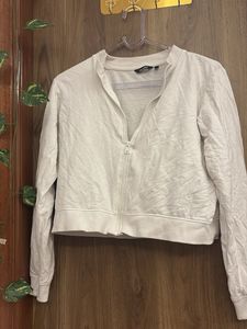 Cream Zip-Up Cropped Jacket