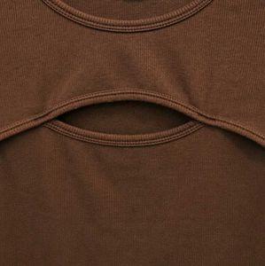 Cute Cut-Out Brown Crop Top