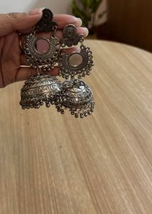 Ethnic Jhumka Earrings with Mirror