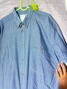 Classic Blue Long-Sleeve Button-Down Shirt