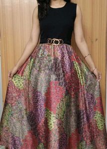 Elegant Black & Multi-Color Gown