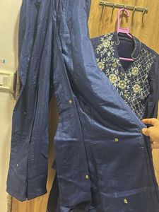 Navy Blue Embroidered Kurta Set