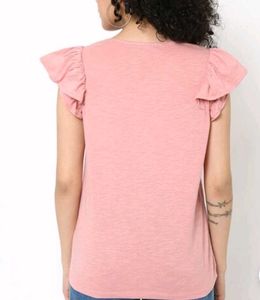 Baby Pink Flutter Sleeve Top