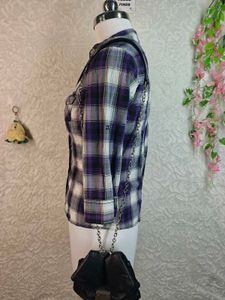 Purple Plaid Button-Up Shirt