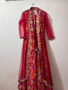 Elegant Red Floral Ethnic Gown