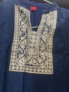 embroidery navy blue kurta small size