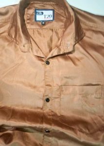 Men's Brown Satin Shirt