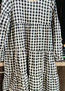 Black & White Gingham Tiered Dress