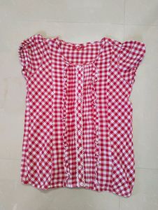 Red Color Checked top With Elastic