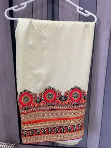 Pista Green Orange Saree