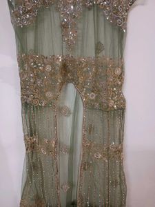 Olive Green Four piece dress (semi stitched)