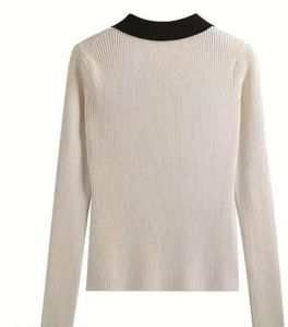 Ribbed Knit Collared Sweater