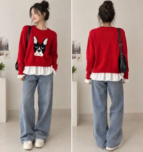 Red French Bulldog Knit Sweater