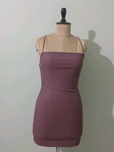 Mauve Backless Mini Dress with Criss-Cross Straps