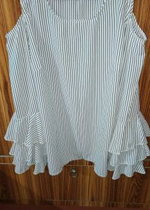 Chic Striped Ruffle Sleeve Top