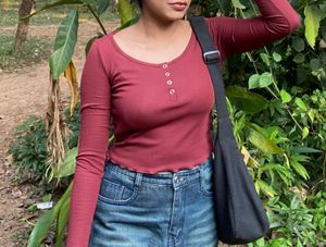 Burgundy Long Sleeve Top