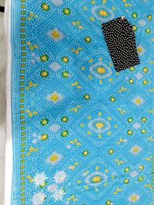 🇳🇿💫🎀Elegant Blue Bandhej Printed Saree