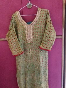 silk bhandej Kurta