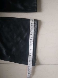 Black Faux Leather Flared Pants Women