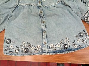 Boho Denim Embroidered Shirt