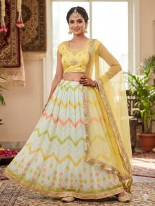 Designer Yellow & White Lehenga Choli