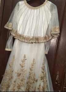Gold Embroidered gown with poncho (deattch