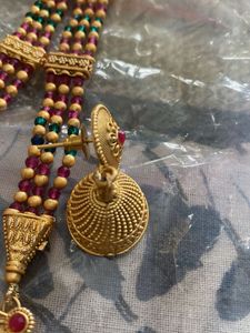 Exquisite Gold-Plated Necklace with Pearls &amp; Ruby