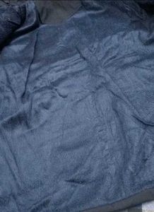 Navy Puffer Jacket with Fur Hood