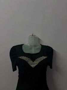 Chic Black Embellished Top