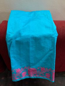 Blue &amp; Pink Saree Without Blouse