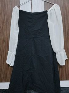 Chic Black &amp; White Off-Shoulder Dress