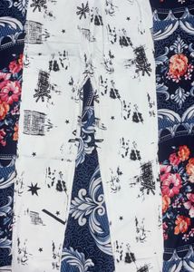 White Printed Slim Fit Jagging