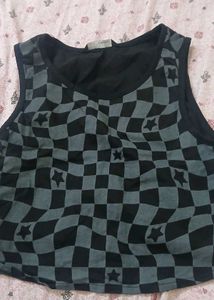 Checkerboard Star Crop Top