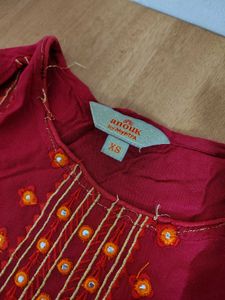 Vibrant Red Embroidered Kurta