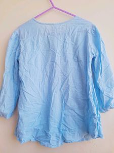Cute Blue Tunic Top with Embroidery