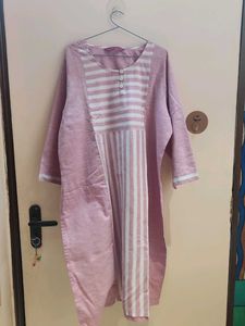 Pink Striped Cotton Kurta