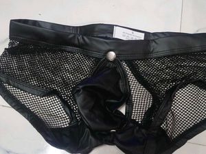 Men's Mesh &amp; Faux Leather Briefs