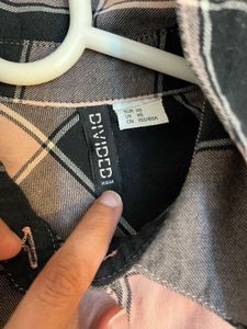 H&amp;M Pink &amp; Black Checked Oversized Shirt Size XS