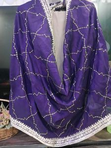 Elegant Purple Embroidered Kurta Pant Dupatta
